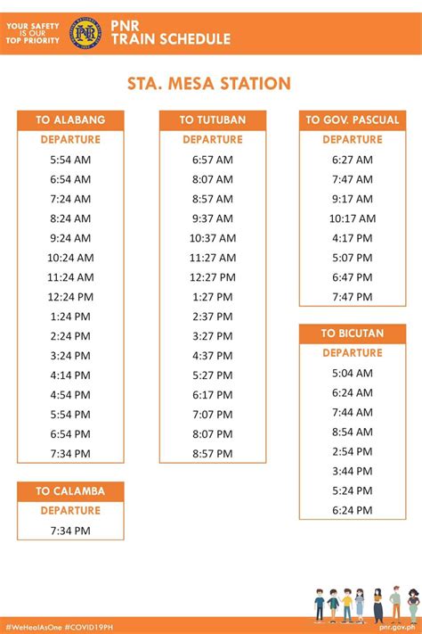 pnr sta mesa schedule